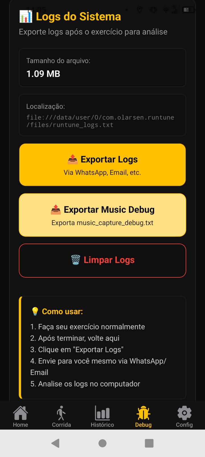 Exportação de Logs