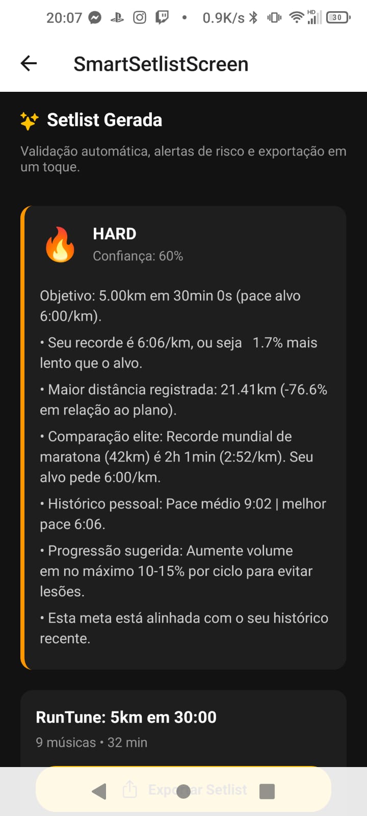 Smart Setlist - Lista Gerada